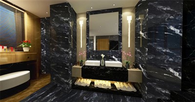 Μαύρο μαρμάρινο πλακάκι μπάνιου